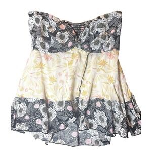Intimately Free People Floral Summer Scarf Bandeau Top Small Mixed Print Smocked